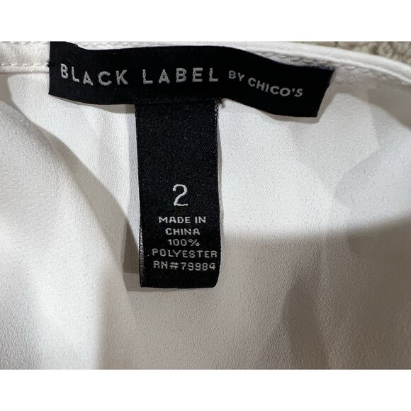 Black Label by Chico's Blouse Womens Cream Sleevless Blouse Size 2/L/12 - Picture 6 of 7
